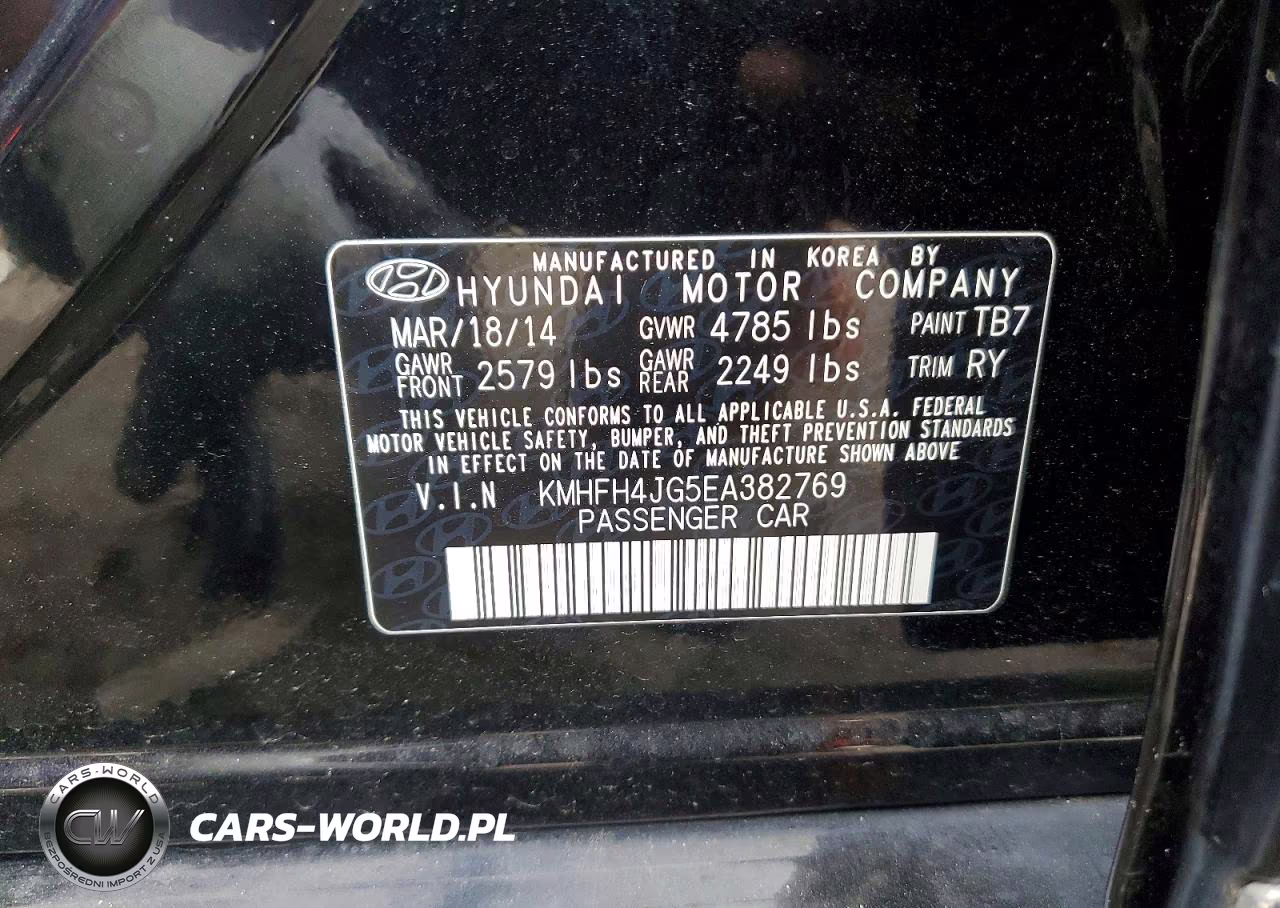 2014 Hyundai Azera Limited VIN:KMHFH4JG5EA382769 - 12