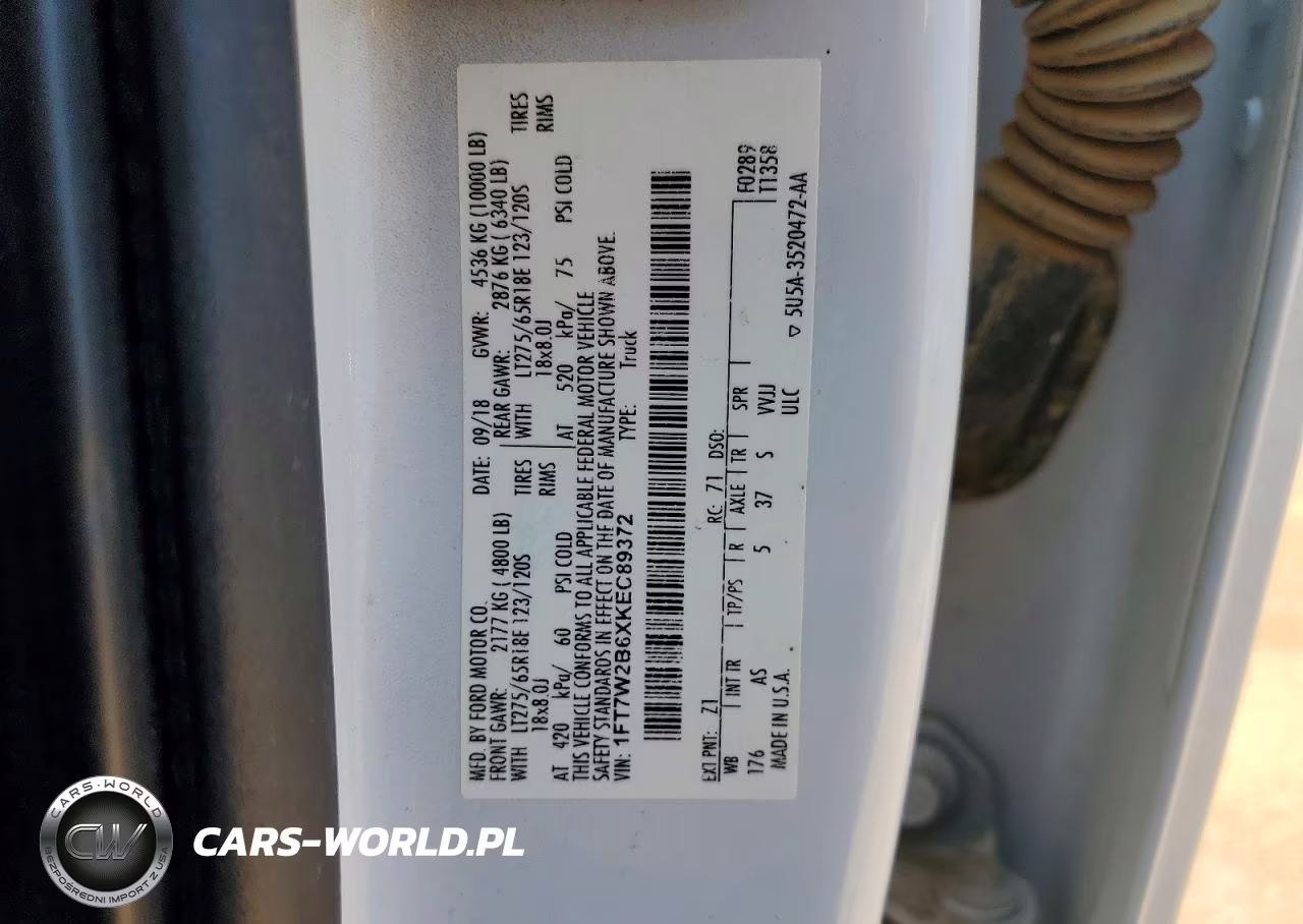 2019 Ford F250 Super Duty VIN:1FT7W2B6XKEC89372 - 12
