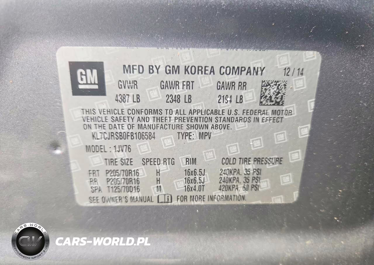 2015 Chevrolet Trax 1Lt VIN:KL7CJRSB0FB106584 - 13