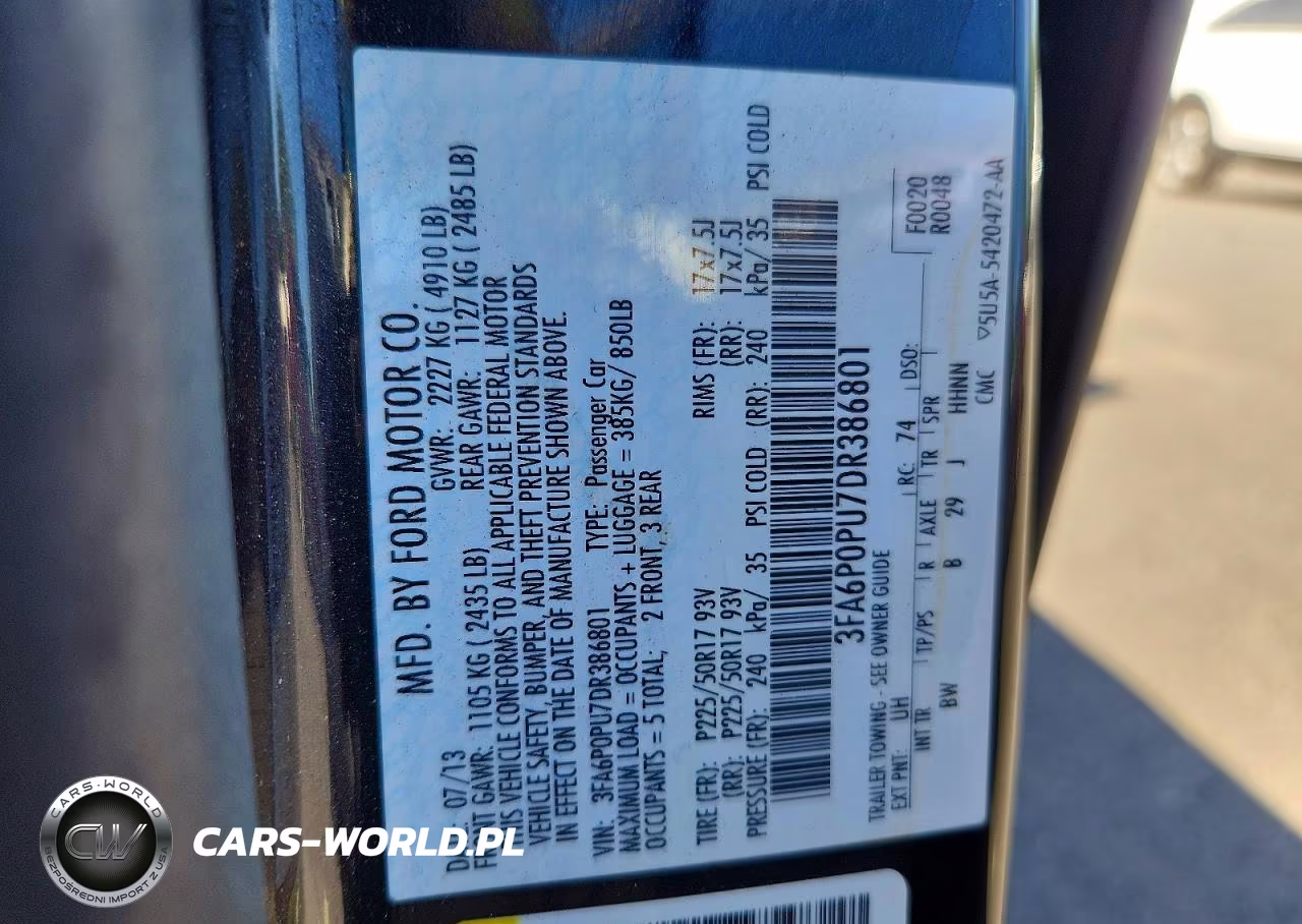 2013 Ford Fusion Se Phev VIN:3FA6P0PU7DR386801 - 12