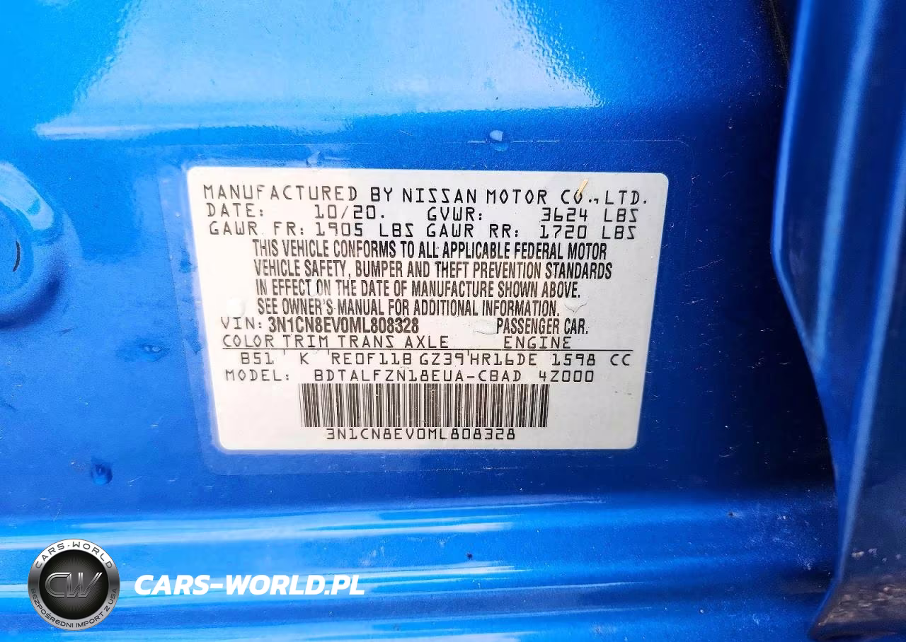 2021 Nissan Versa Sv VIN:3N1CN8EV0ML808328 - 12