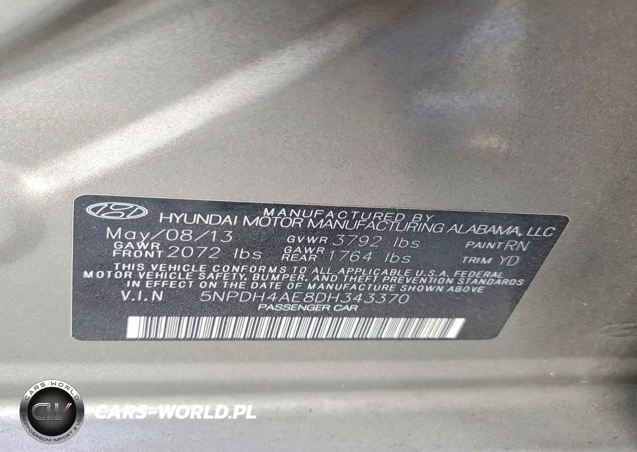 2013 Hyundai Elantra Gls VIN:5NPDH4AE8DH343370 - 12