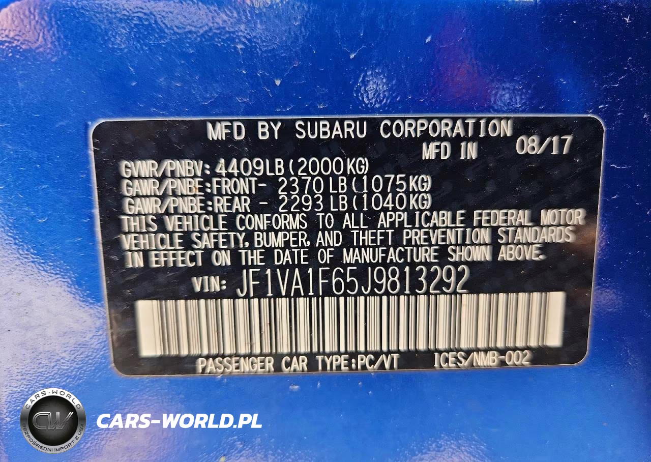 2018 Subaru Wrx Limited VIN:JF1VA1F65J9813292 - 12