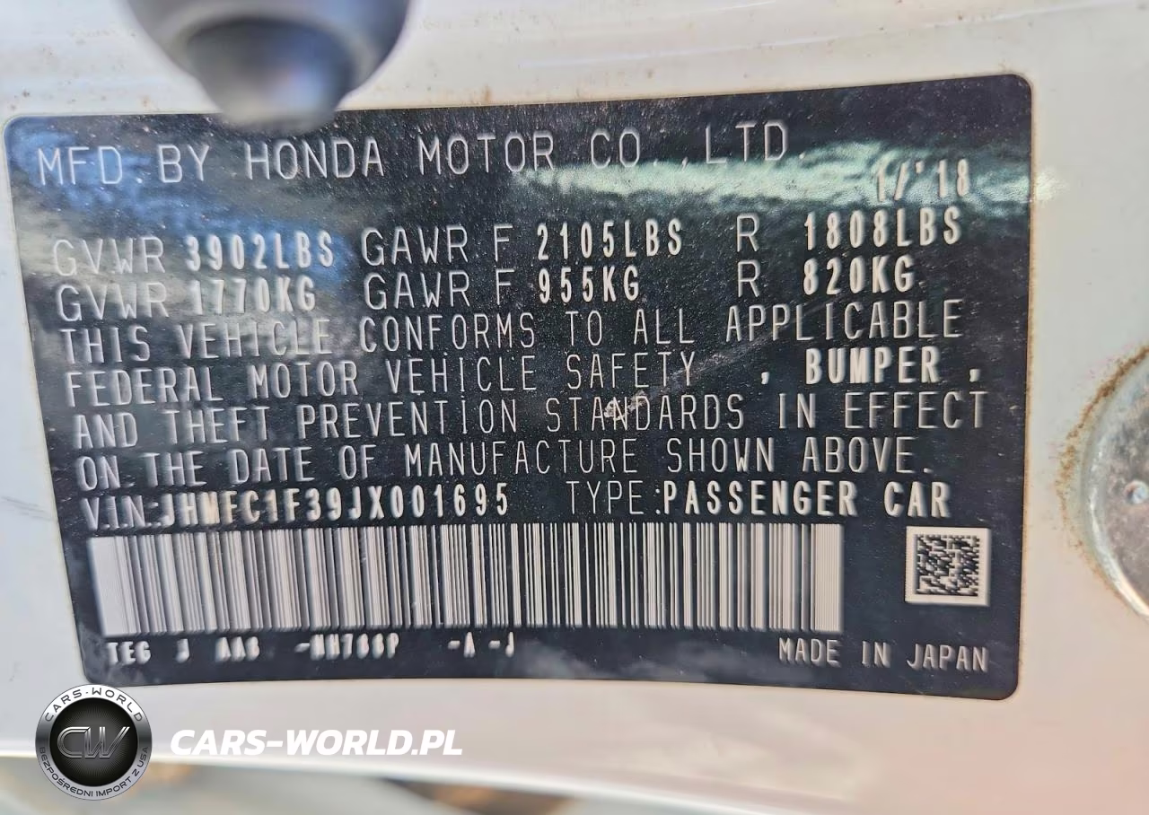 2018 Honda Civic Ex VIN:JHMFC1F39JX001695 - 12