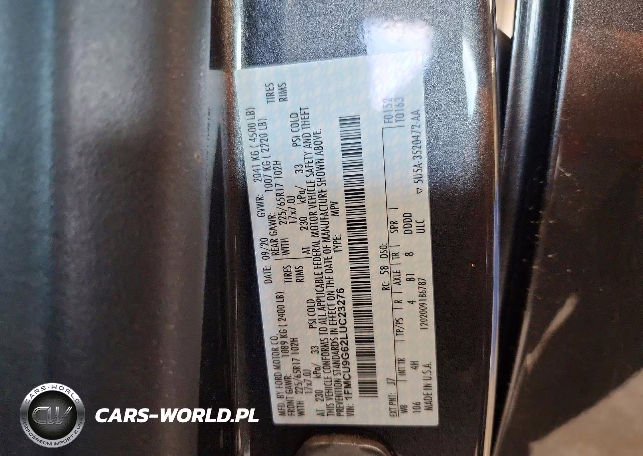 2020 Ford Escape Se VIN:1FMCU9G62LUC23276 - 13