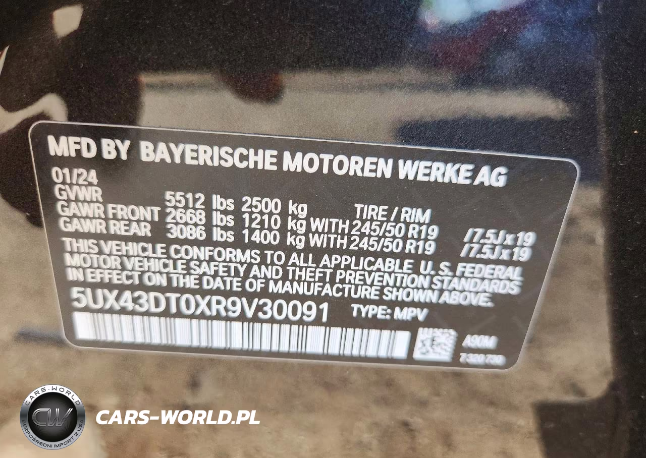 2024 BMW X4 M40I VIN:5UX43DT0XR9V30091 - 13
