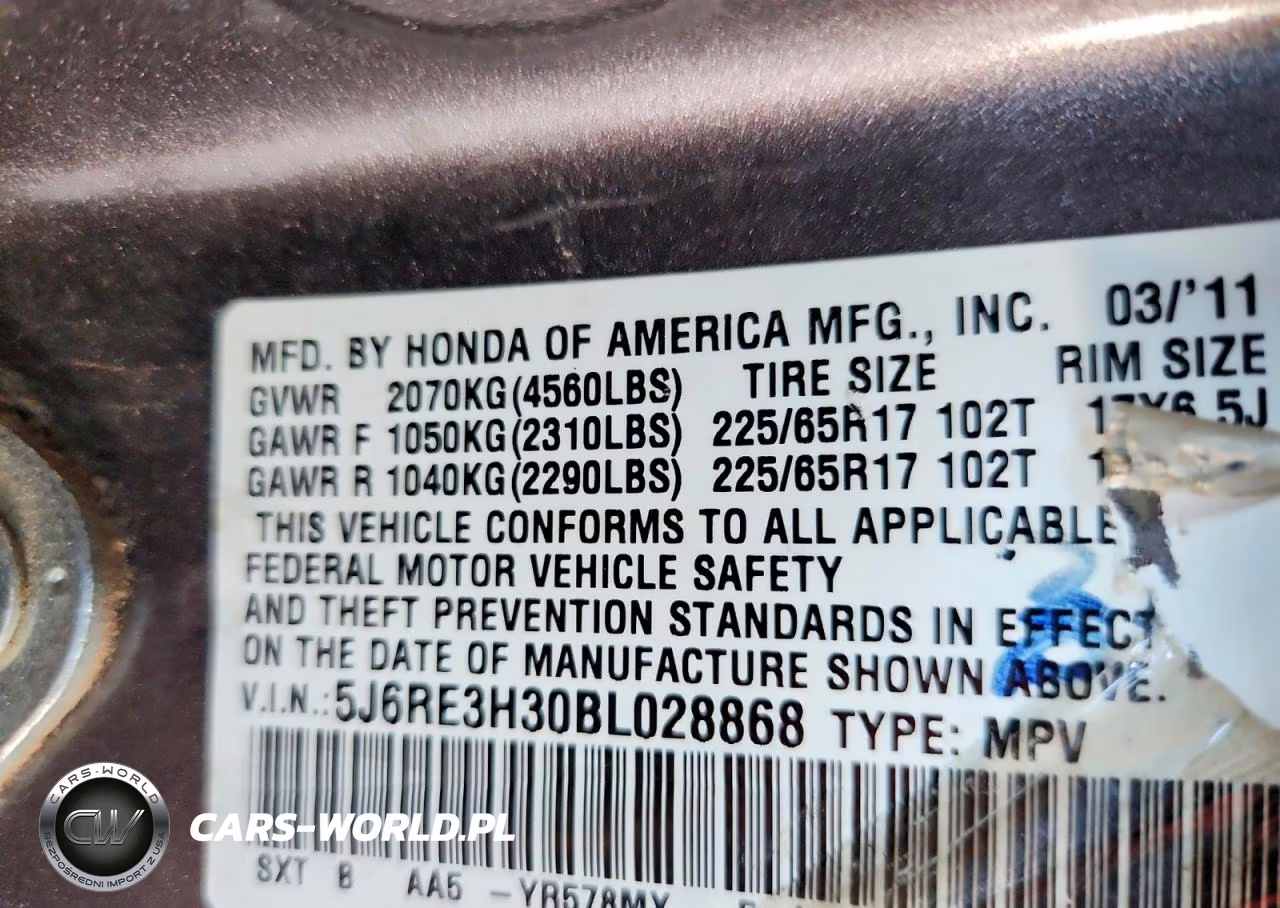 2011 Honda Cr-V Lx VIN:5J6RE3H30BL028868 - 13