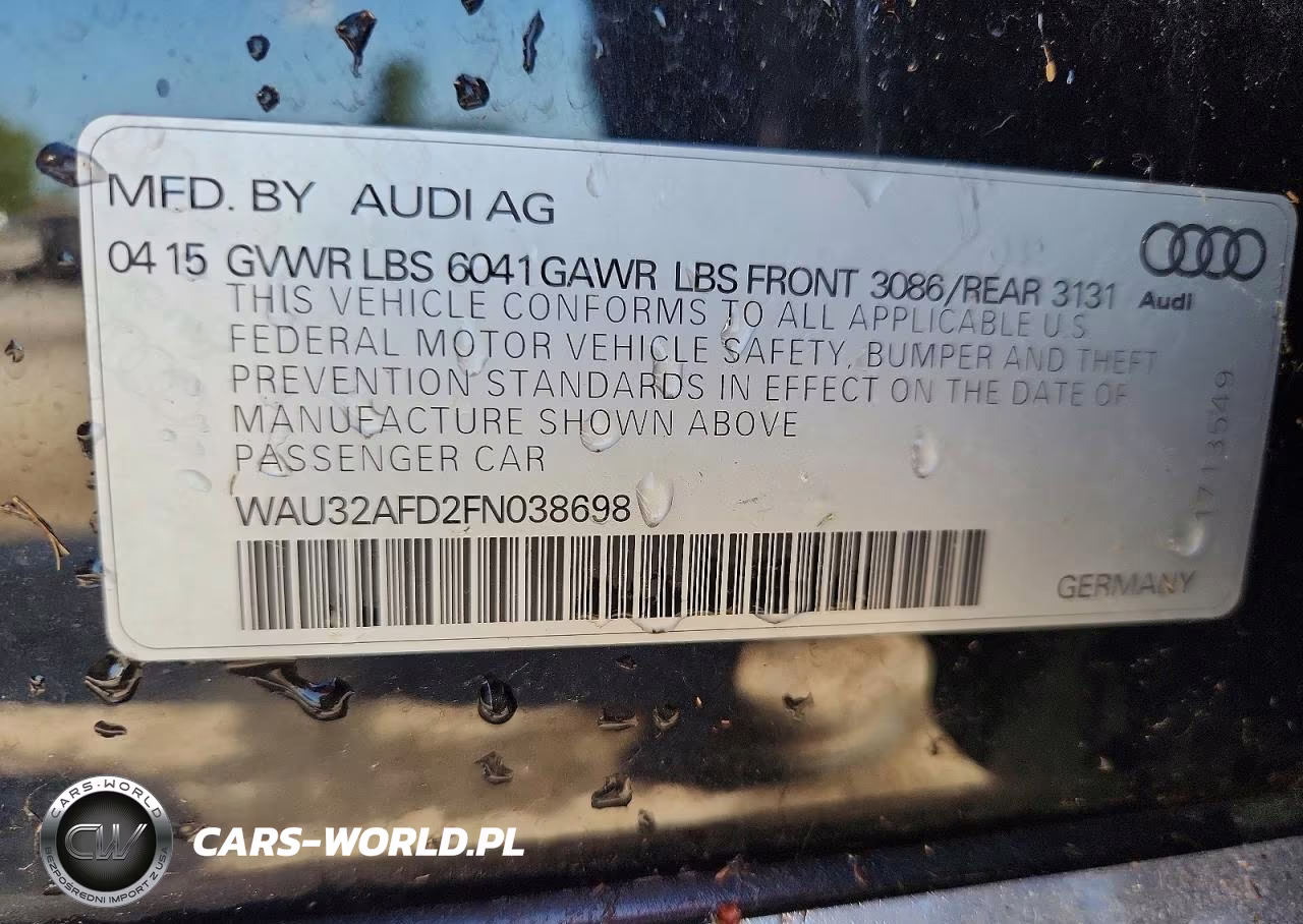 2015 Audi A8 L Quattro VIN:WAU32AFD2FN038698 - 12