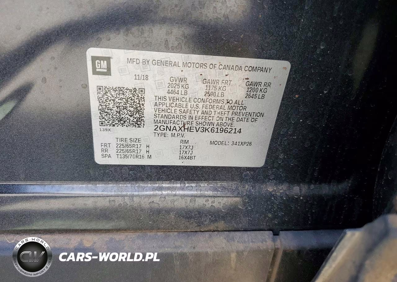 2019 Chevrolet Equinox Ls VIN:2GNAXHEV3K6196214 - 13