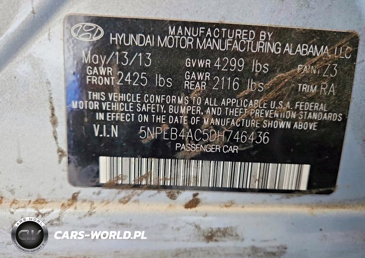 2013 Hyundai Sonata Gls VIN:5NPEB4AC5DH746436 - 12
