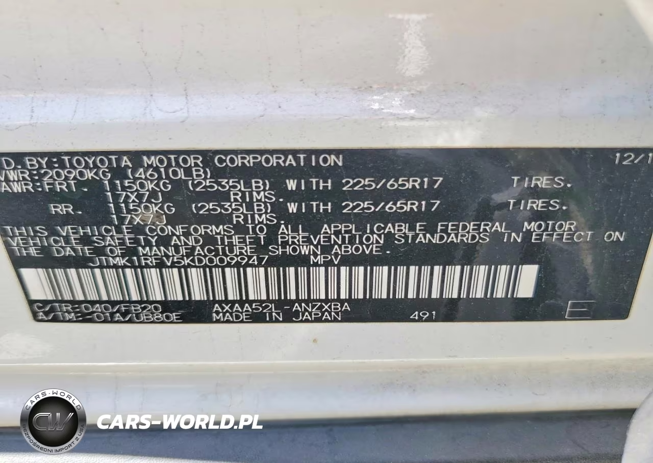 2019 Toyota Rav4 Le VIN:JTMK1RFV5KD009947 - 14
