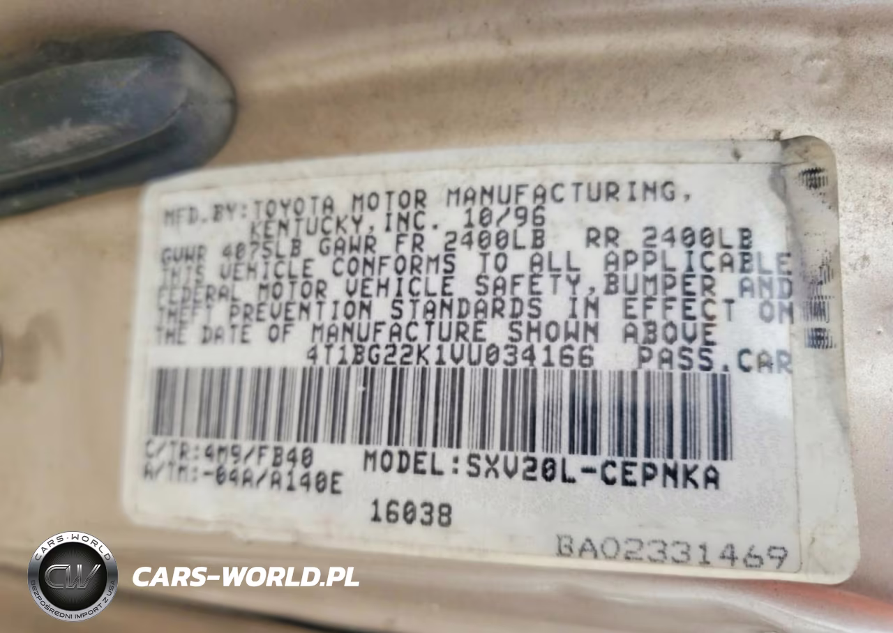 1997 Toyota Camry Le VIN:4T1BG22K1VU034166 - 12
