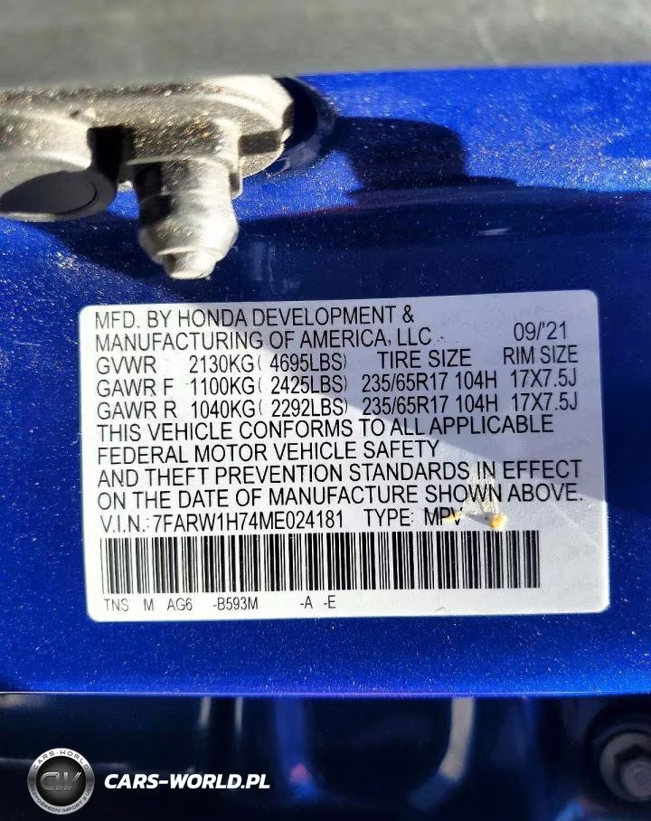 2021 Honda Cr-V Se VIN:7FARW1H74ME024181 - 13