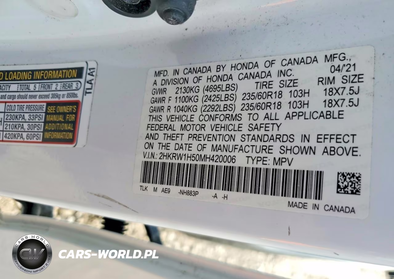 2021 Honda Cr-V Ex VIN:2HKRW1H50MH420006 - 12