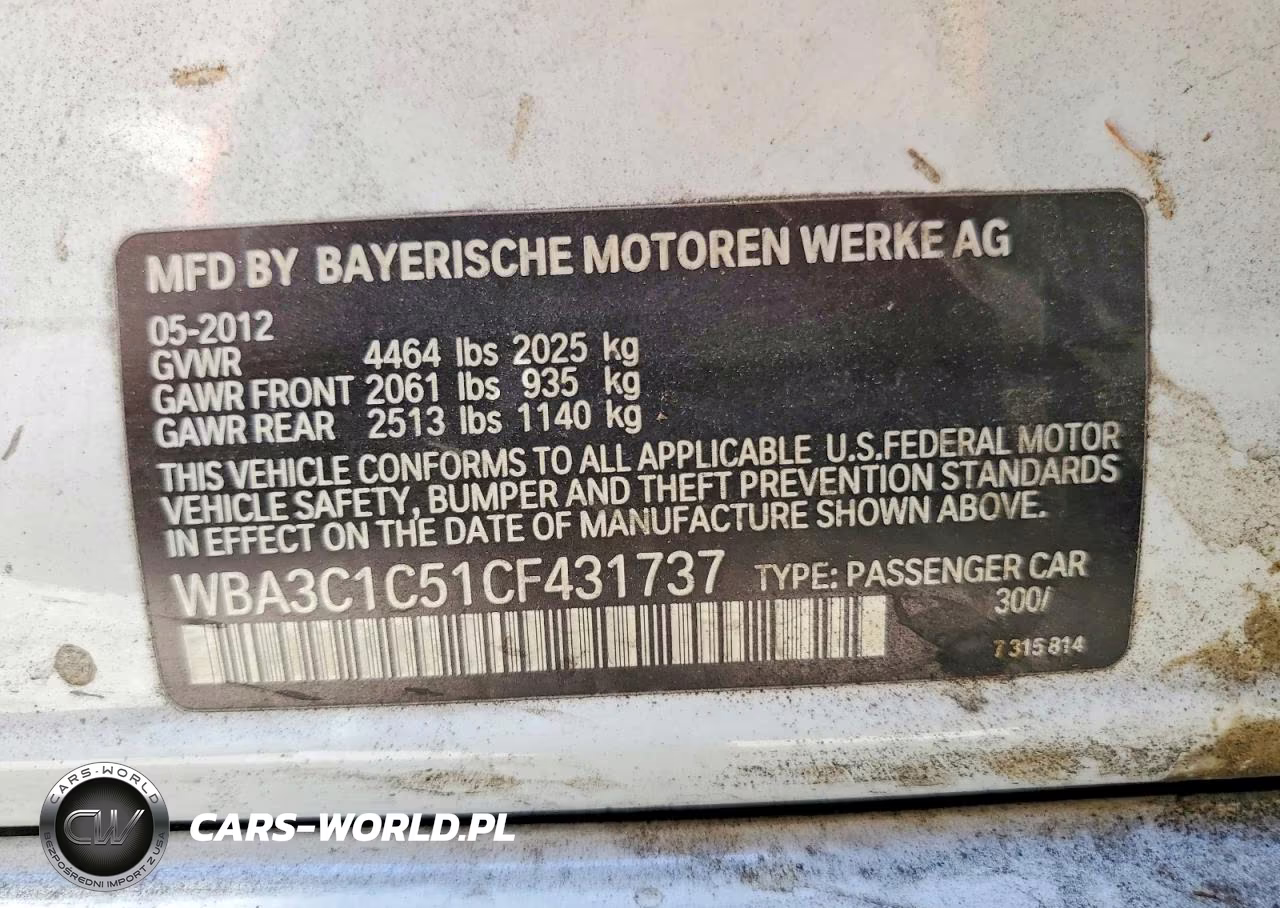2012 BMW 328 I Sulev VIN:WBA3C1C51CF431737 - 12