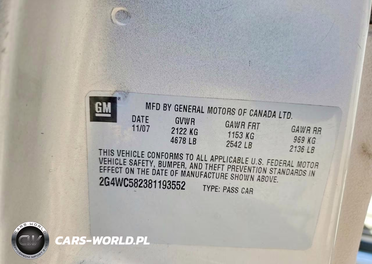 2008 Buick Lacrosse Cx VIN:2G4WC582381193552 - 12