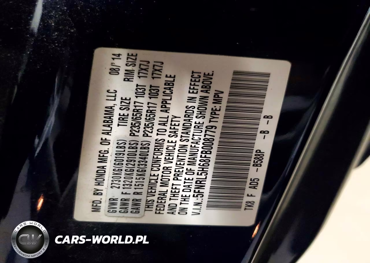2015 Honda Odyssey Exl VIN:5FNRL5H68FB008779 - 13