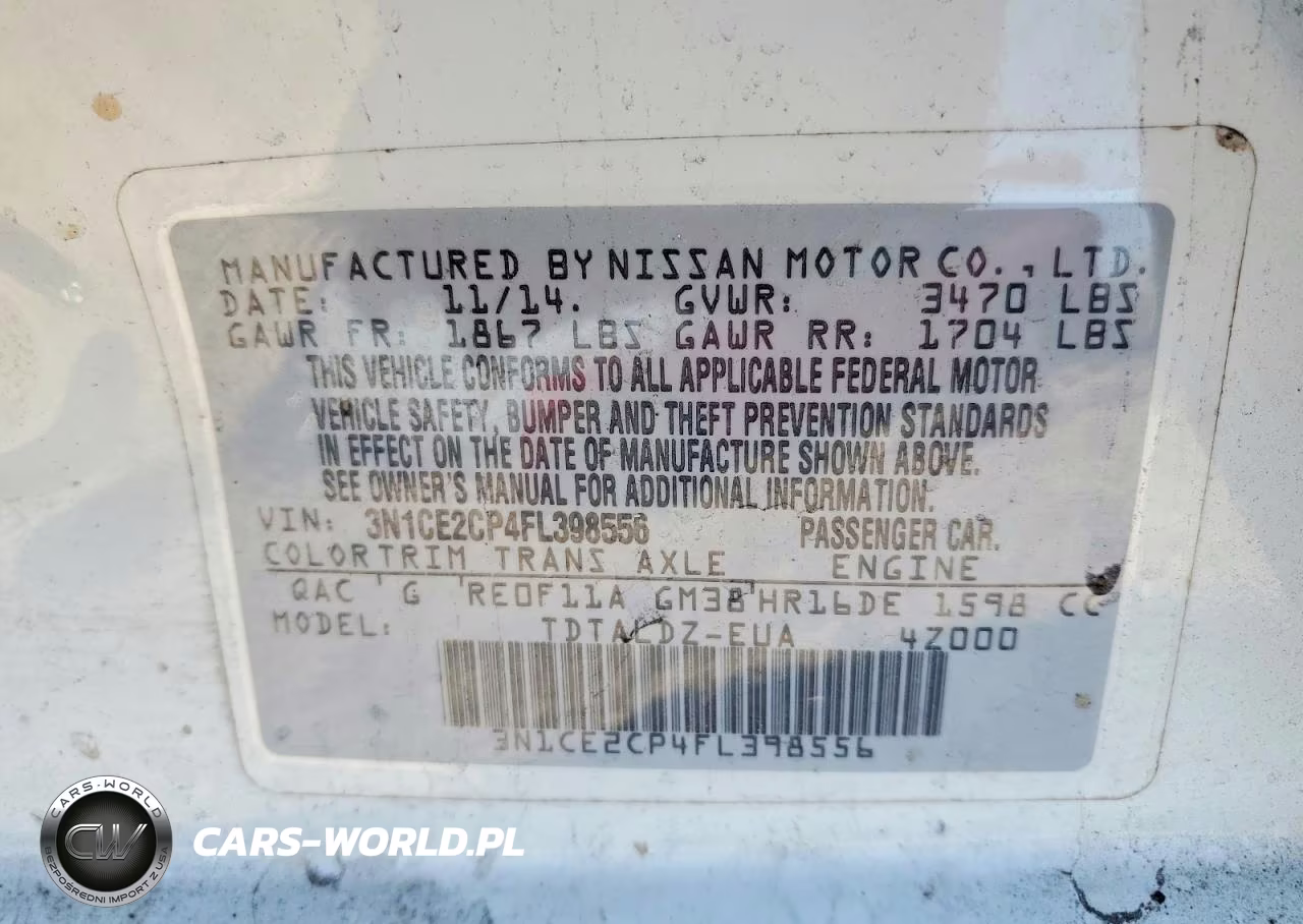 2015 Nissan Versa Note Sv VIN:3N1CE2CP4FL398556 - 12