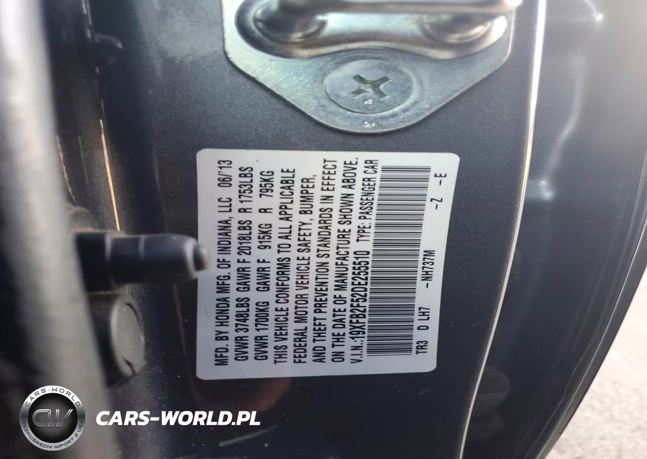 2013 Honda Civic Lx VIN:19XFB2F52DE255510 - 12