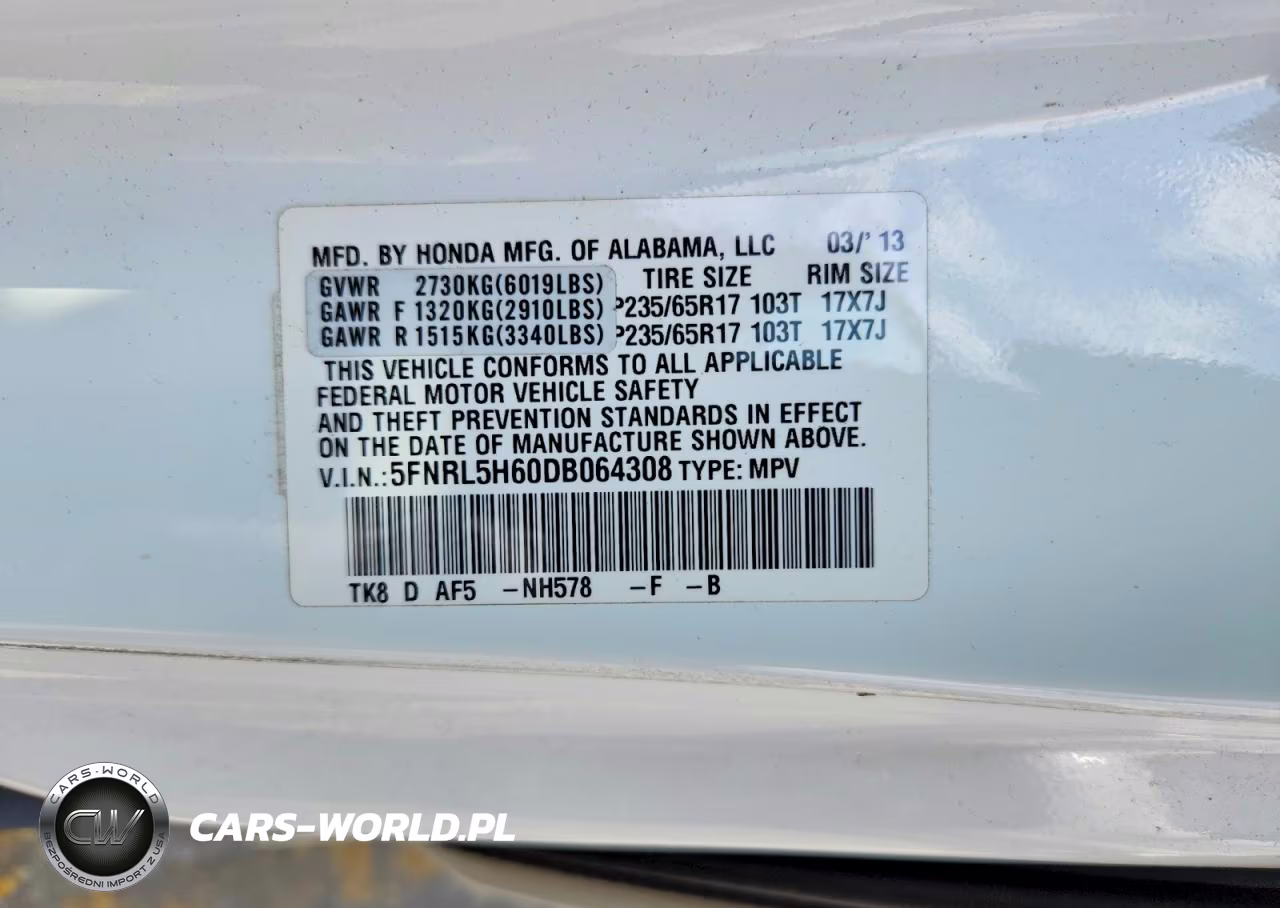 2013 Honda Odyssey Exl VIN:5FNRL5H60DB064308 - 13