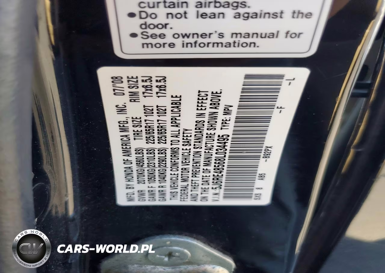 2008 Honda Cr-V Ex VIN:5J6RE48568L034495 - 12