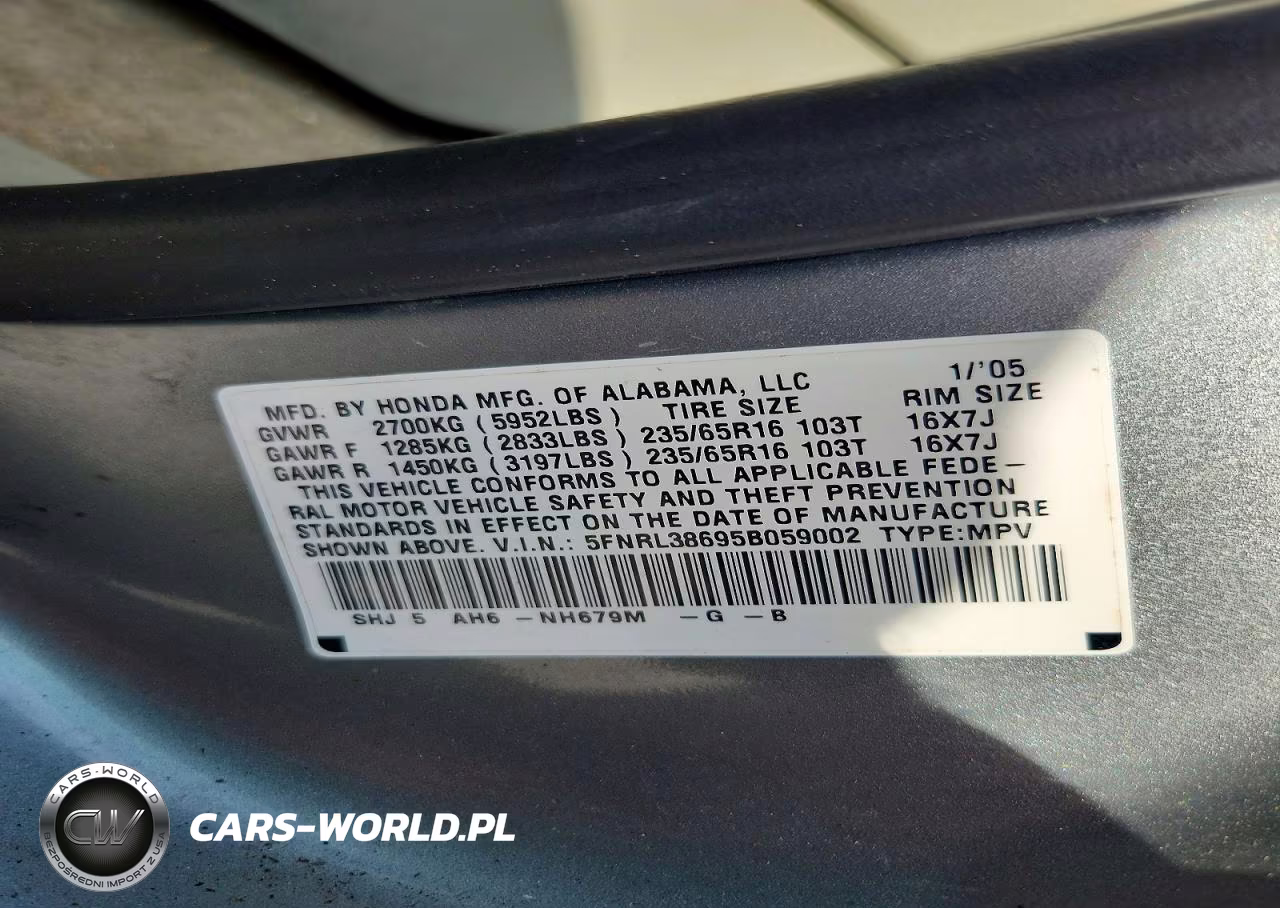 2005 Honda Odyssey Exl VIN:5FNRL38695B059002 - 13