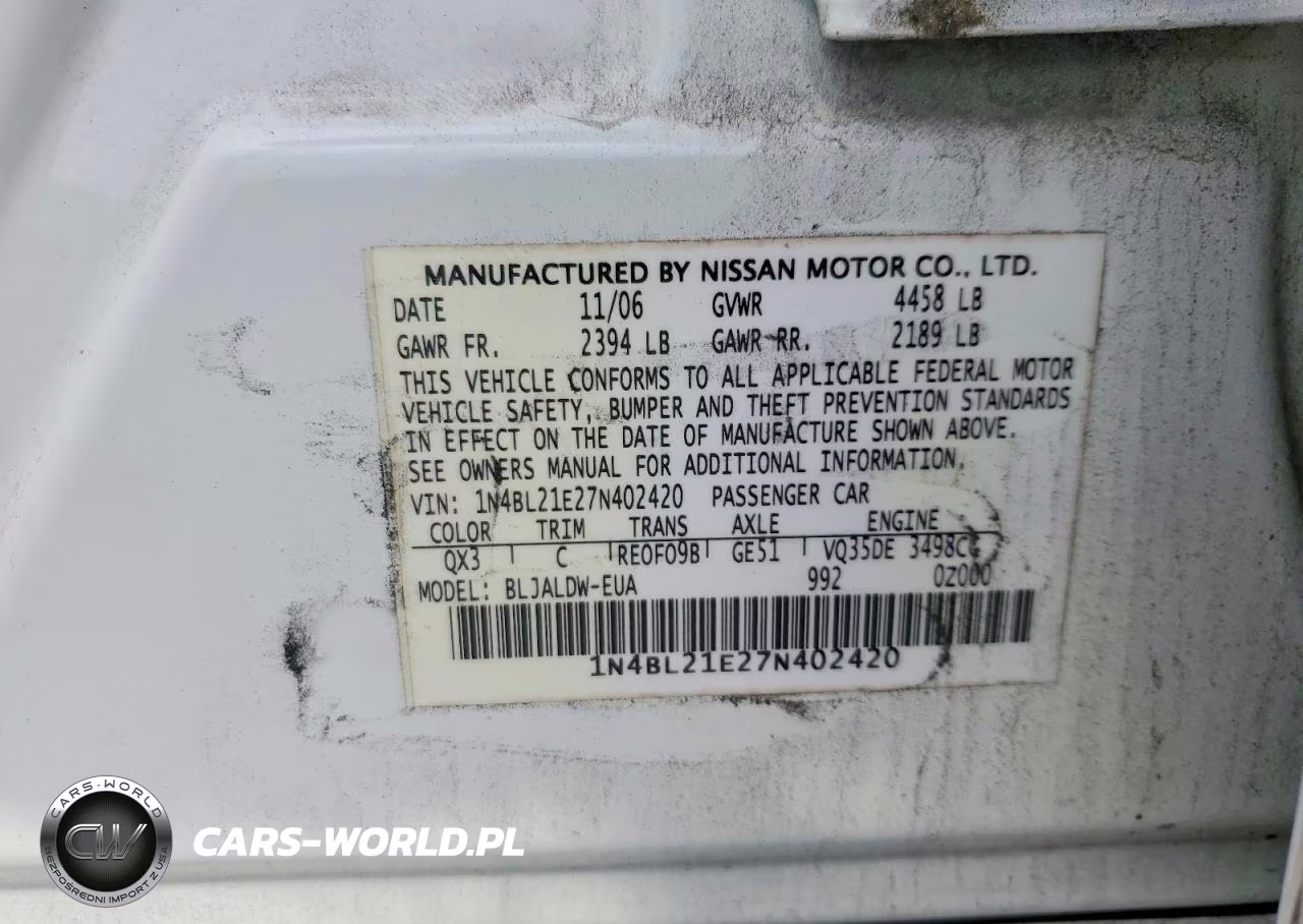 2007 Nissan Altima 3.5 Se VIN:1N4BL21E27N402420 - 12