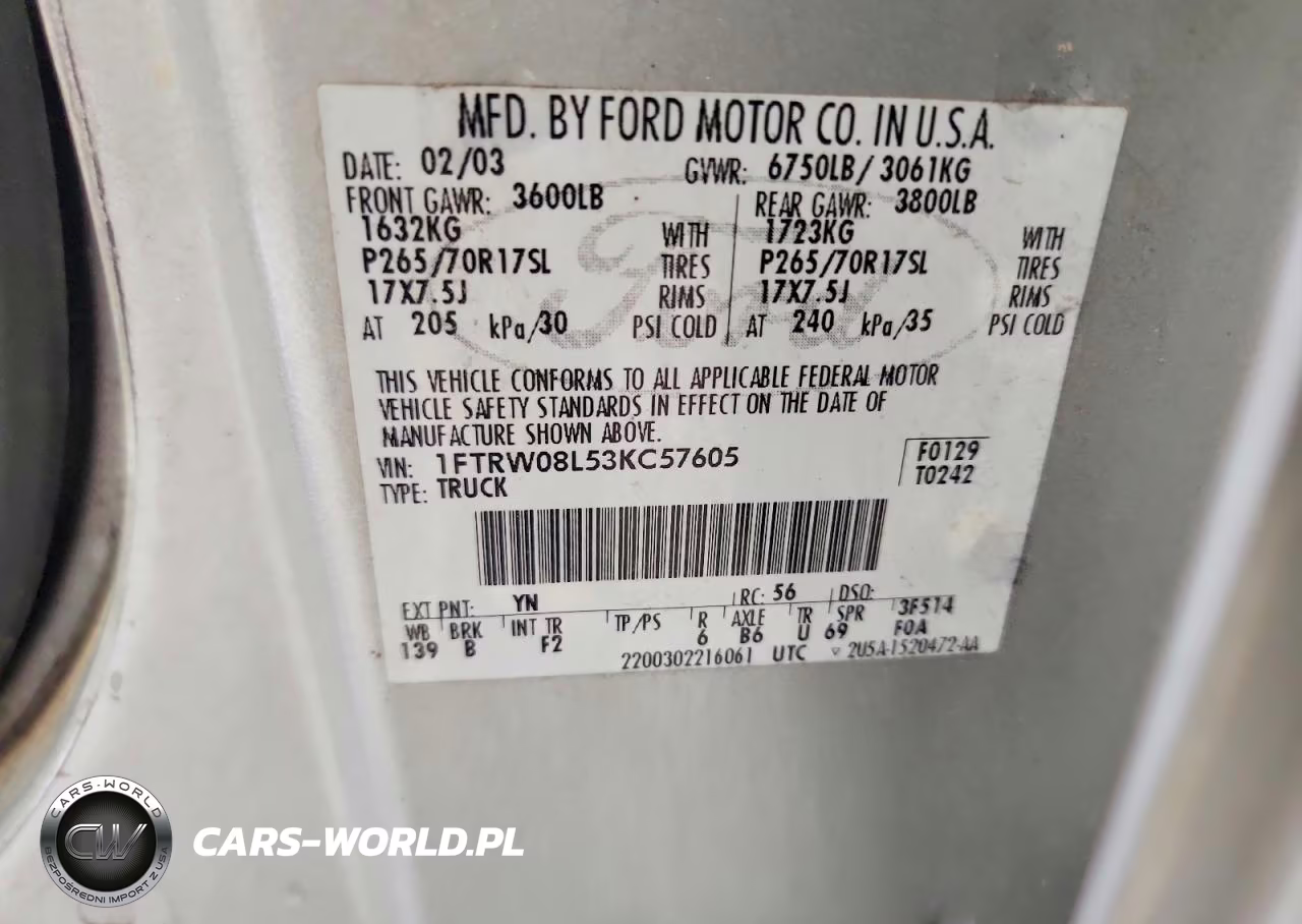 2003 Ford F150 Supercrew VIN:1FTRW08L53KC57605 - 12