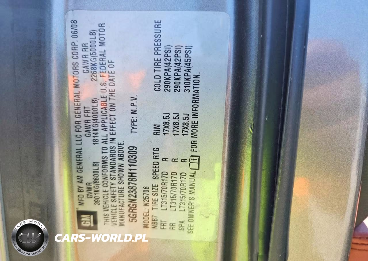 2008 Hummer H2 VIN:5GRGN23878H110309 - 12