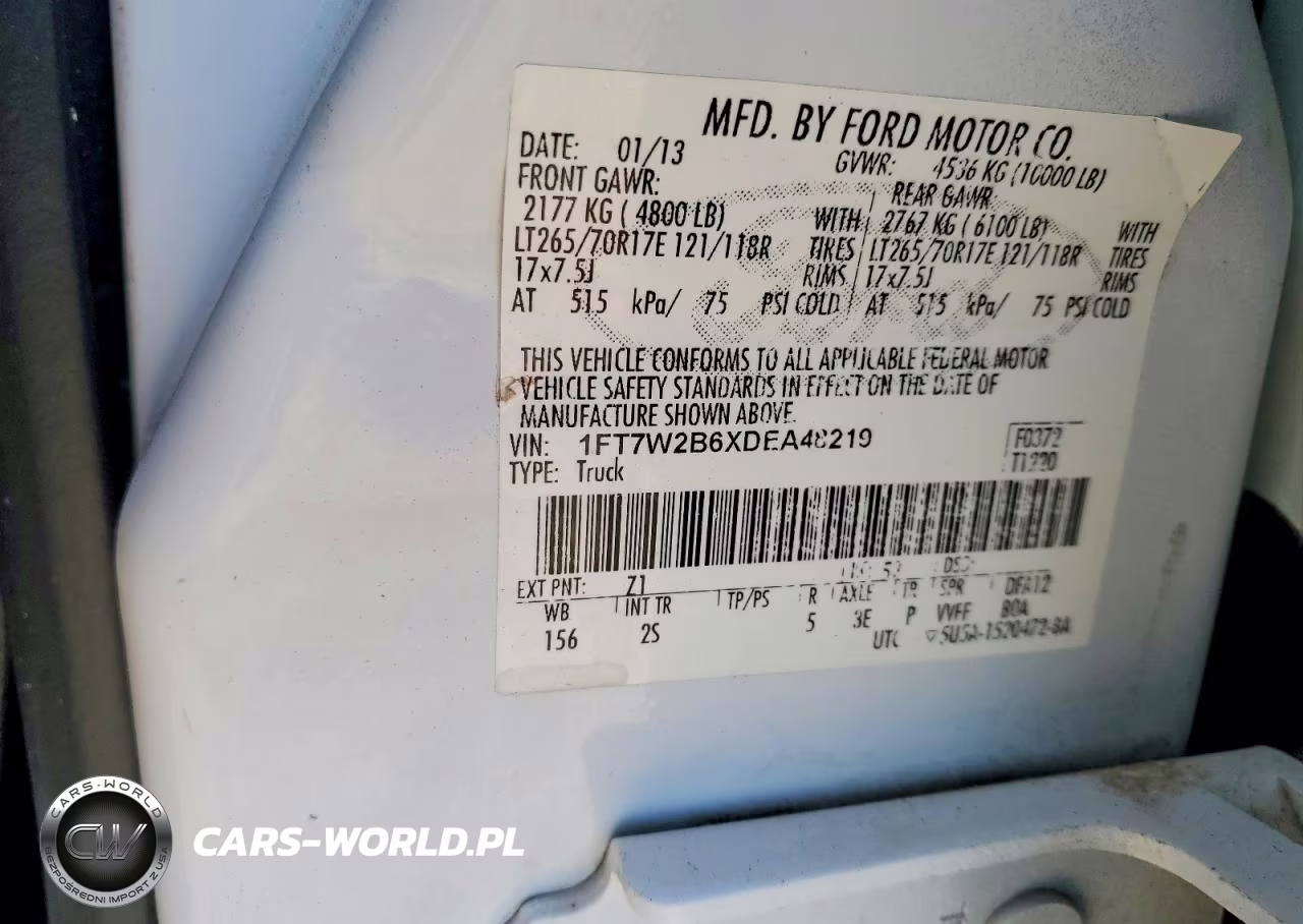 2013 Ford F250 Super Duty VIN:1FT7W2B6XDEA48219 - 12