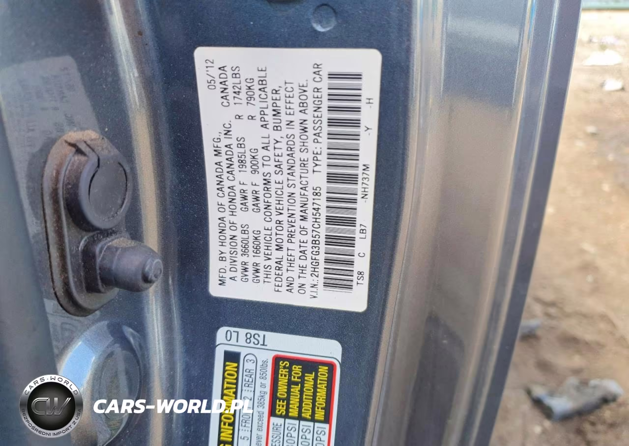2012 Honda Civic Lx VIN:2HGFG3B57CH547185 - 12