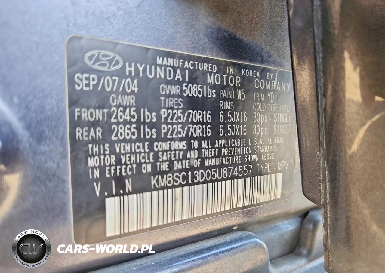 2005 Hyundai Santa Fe Gls VIN:KM8SC13D05U874557 - 13