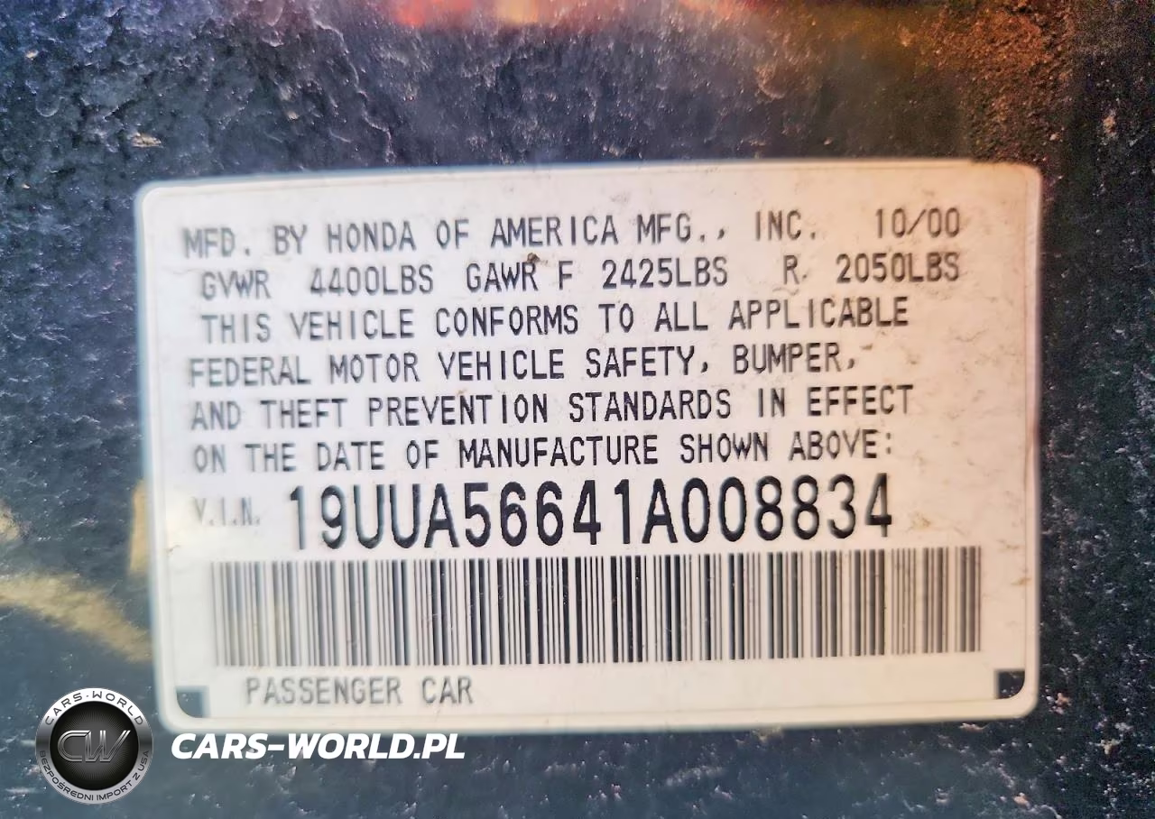 2001 Acura 3.2Tl VIN:19UUA56641A008834 - 12