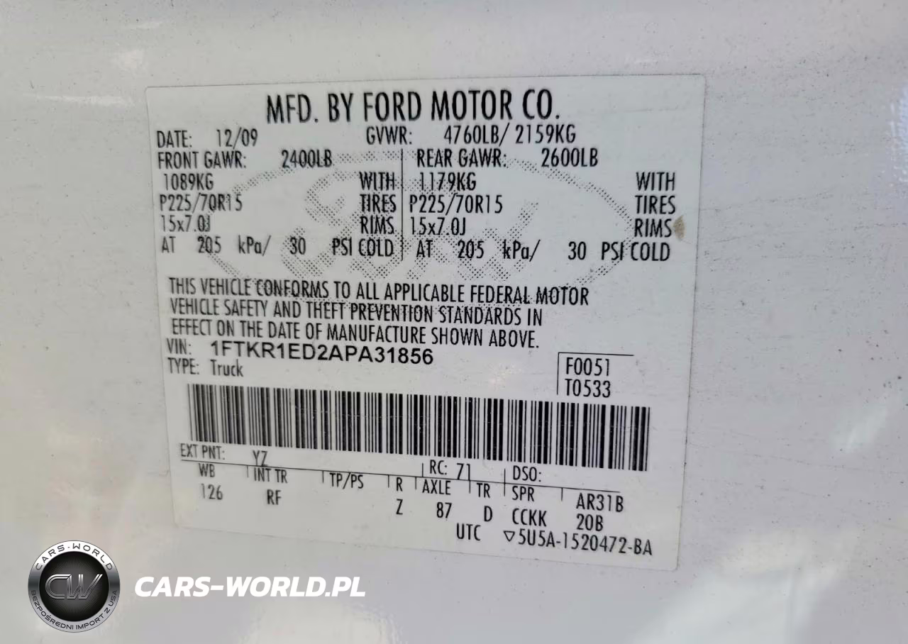 2010 Ford Ranger Super Cab VIN:1FTKR1ED2APA31856 - 12