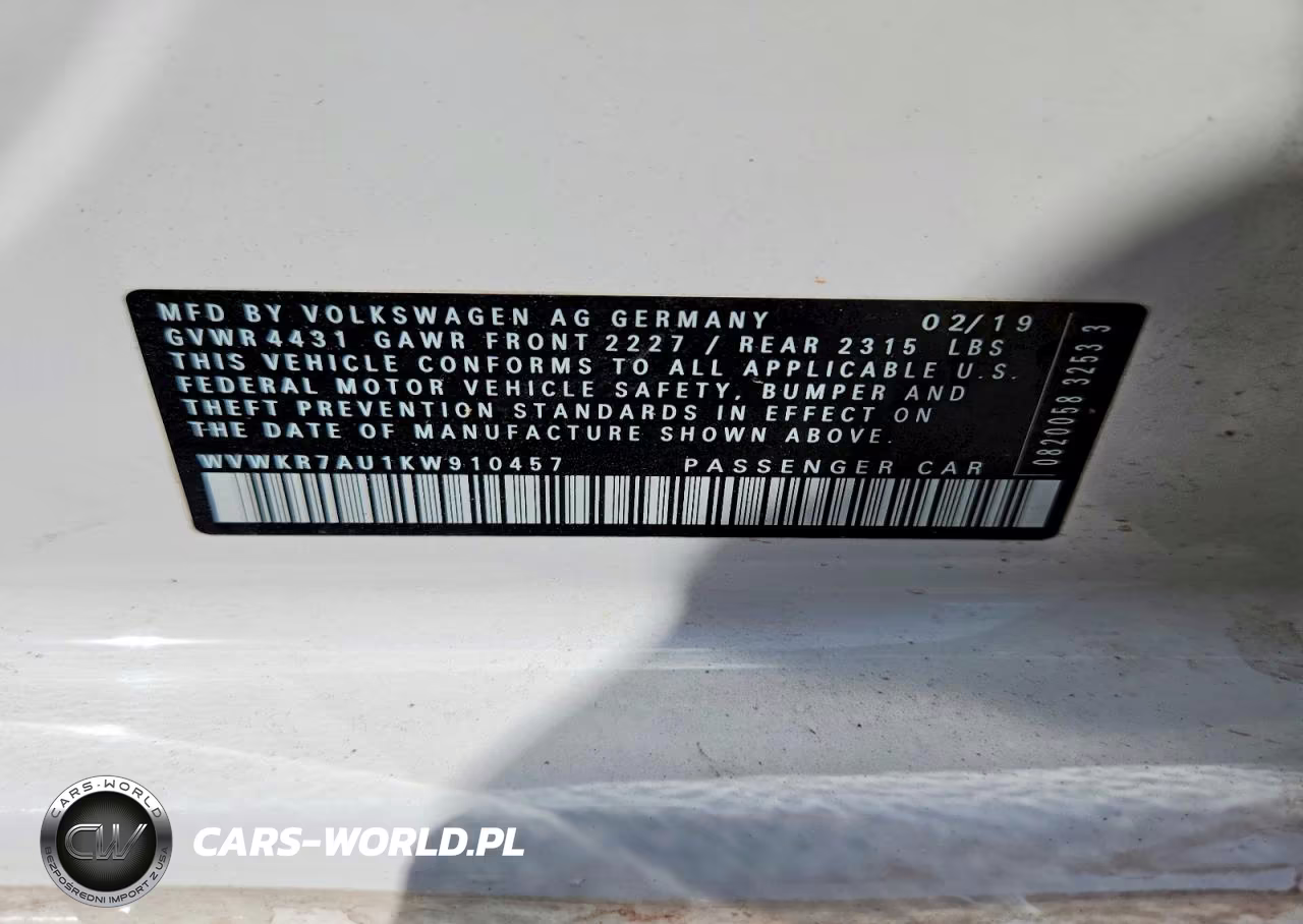 2019 Volkswagen E-Golf Se VIN:WVWKR7AU1KW910457 - 12