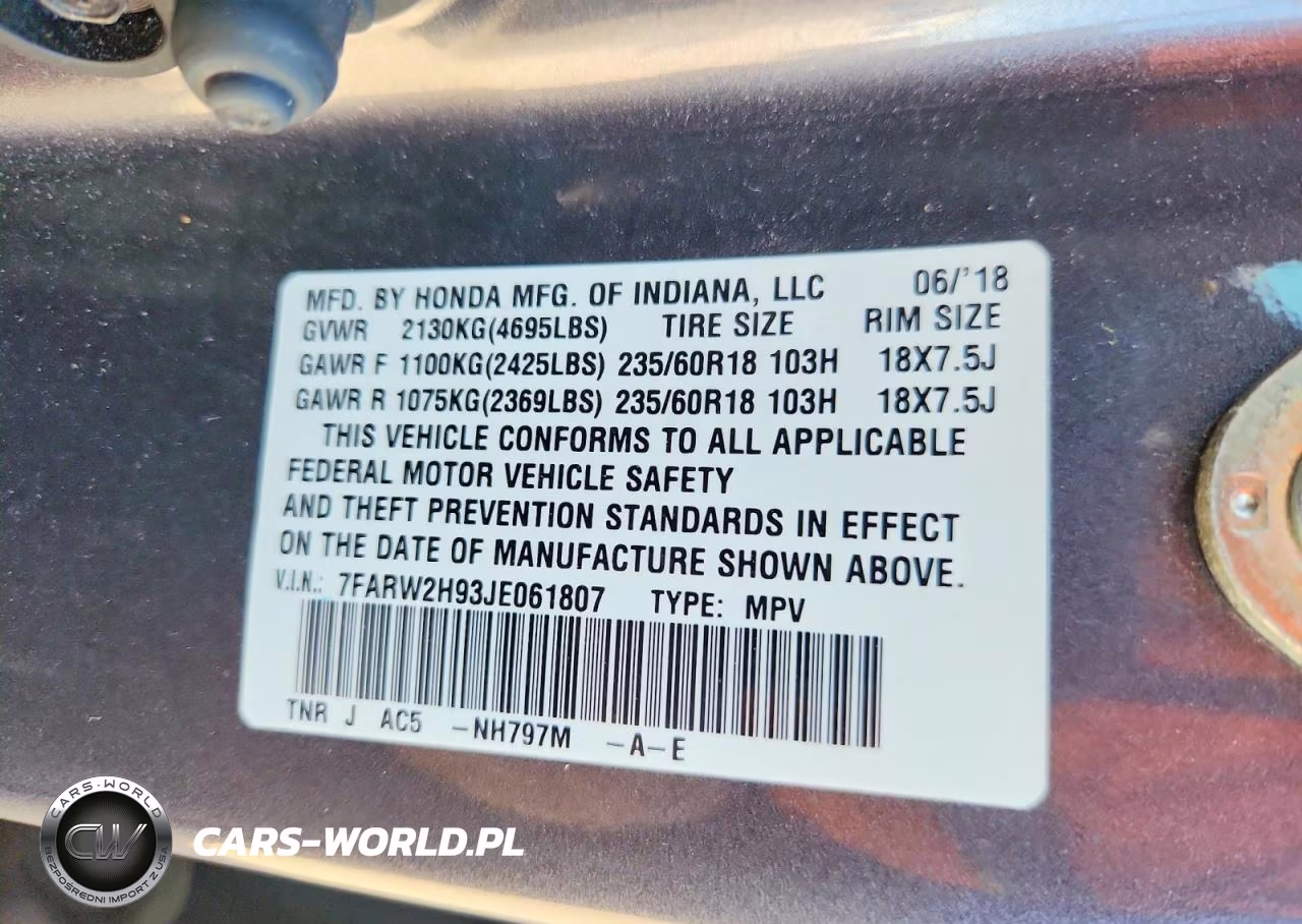 2018 Honda Cr-V Touring VIN:7FARW2H93JE061807 - 13