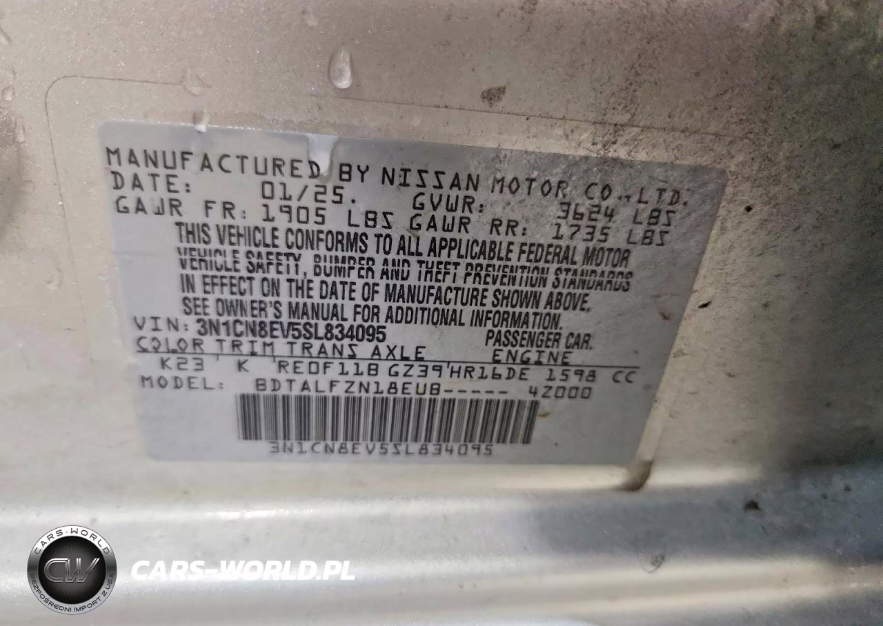 2025 Nissan Versa Sv VIN:3N1CN8EV5SL834095 - 12