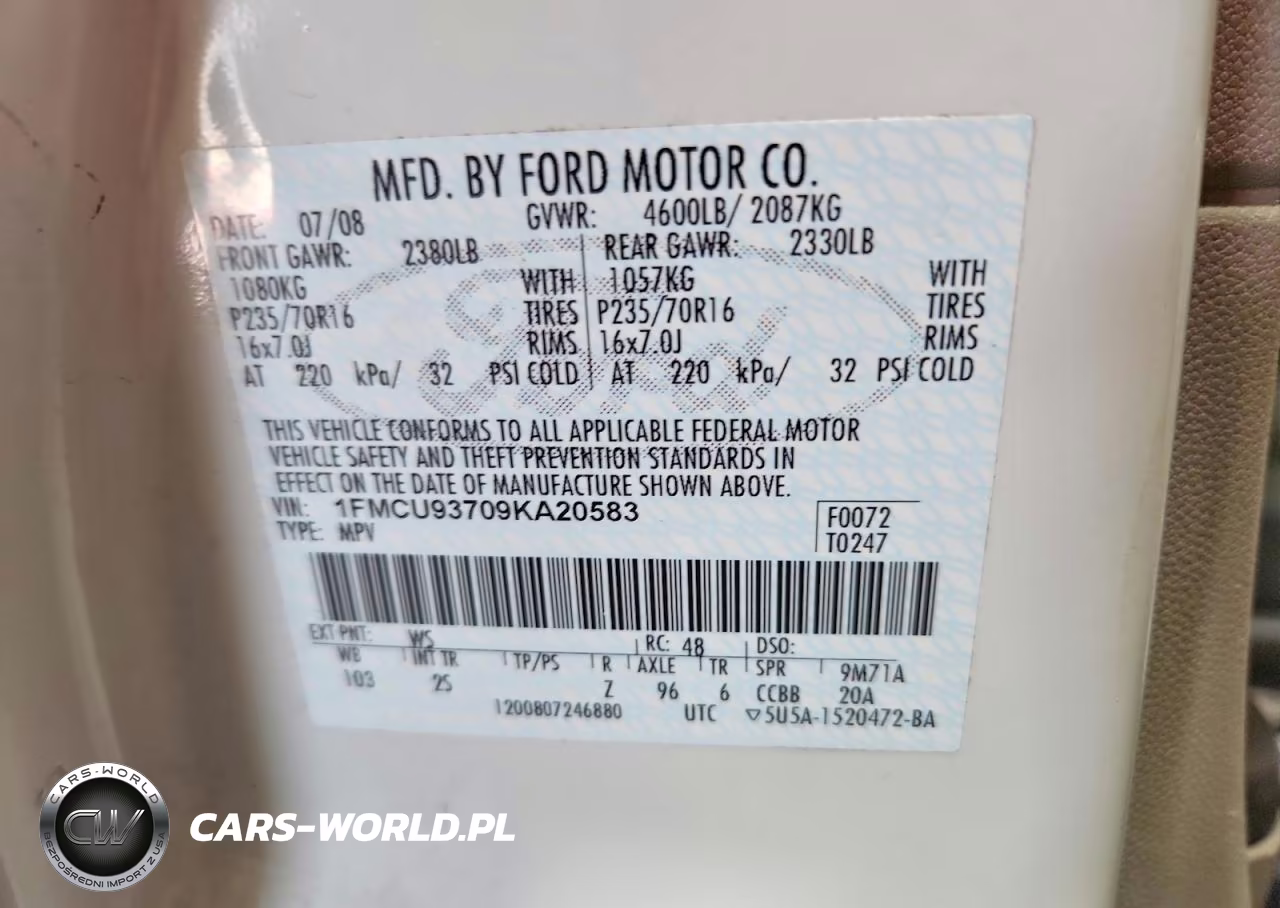 2009 Ford Escape Xlt VIN:1FMCU93709KA20583 - 13