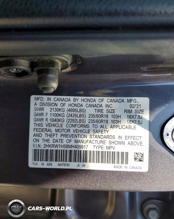 2021 Honda Cr-V Ex VIN:2HKRW1H58MH409917 - 13