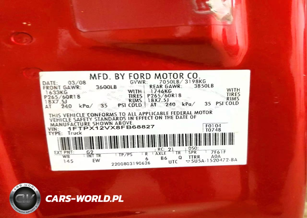 2008 Ford F150 VIN:1FTPX12VX8FB68827 - 13
