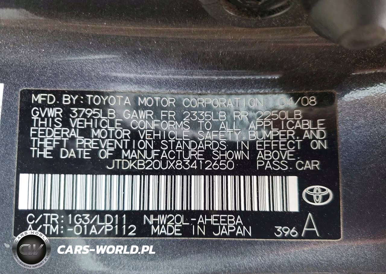 2008 Toyota Prius Base VIN:JTDKB20UX83412650 - 12
