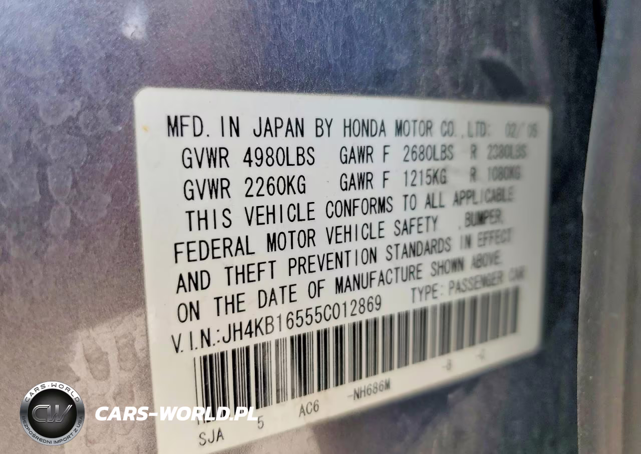 2005 Acura Rl VIN:JH4KB16555C012869 - 12