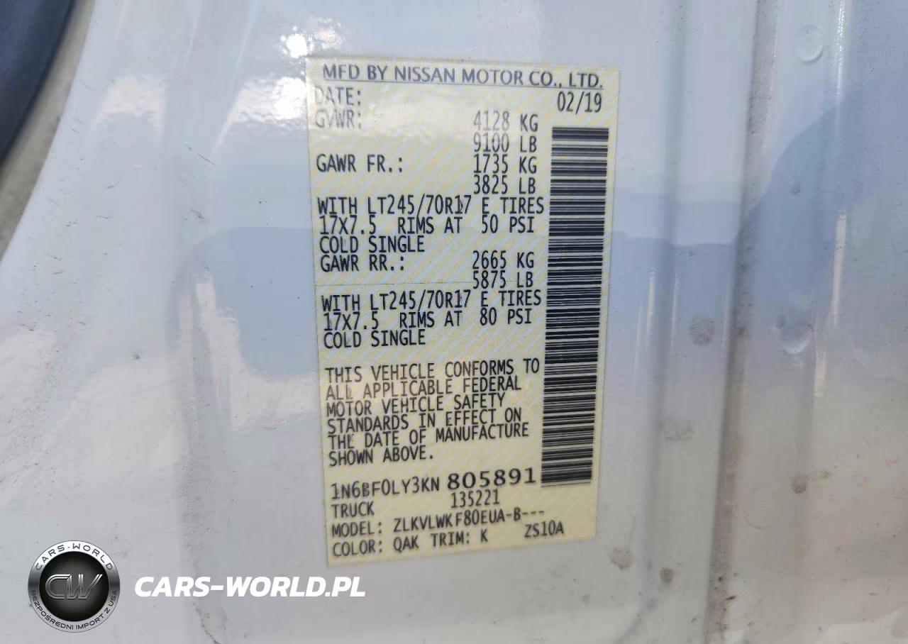2019 Nissan Nv 2500 Hd S VIN:1N6BF0LY3KN805891 - 12