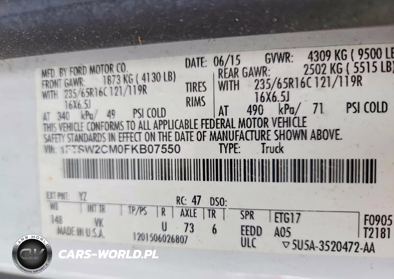2015 Ford Transit T-350 VIN:1FTSW2CM0FKB07550 - 13