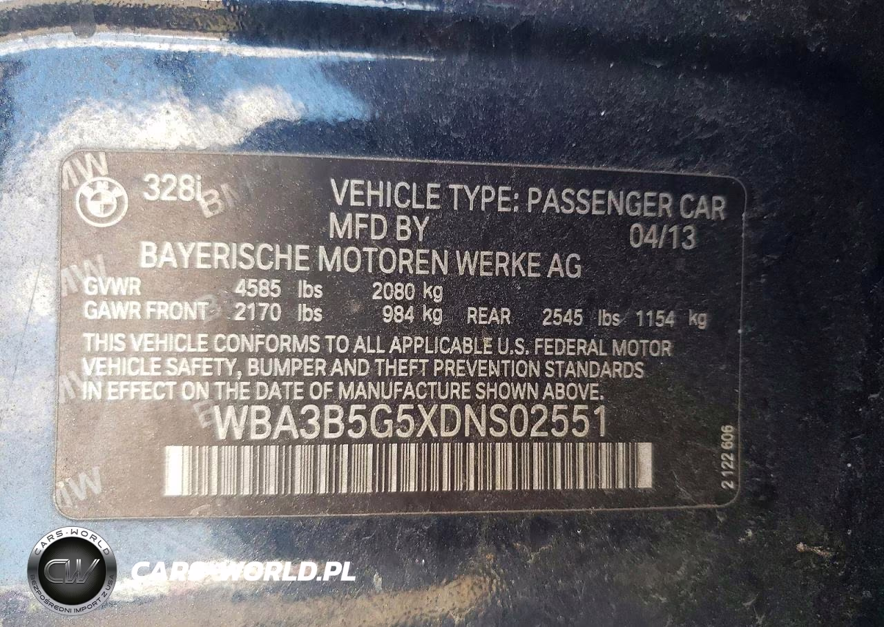 2013 BMW 328 Xi Sulev VIN:WBA3B5G5XDNS02551 - 13