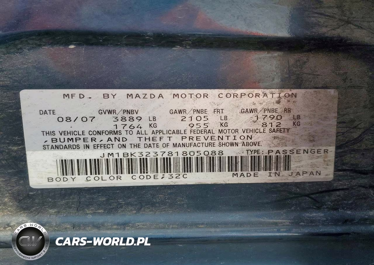 2008 Mazda 3 S VIN:JM1BK323781805088 - 12