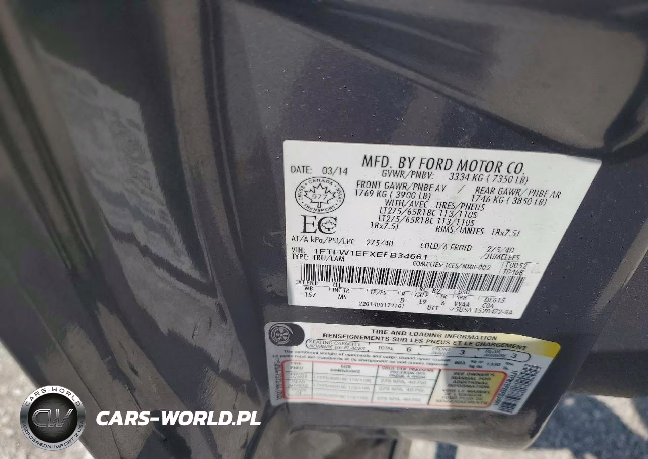 2014 Ford F150 Supercrew VIN:1FTFW1EFXEFB34661 - 12