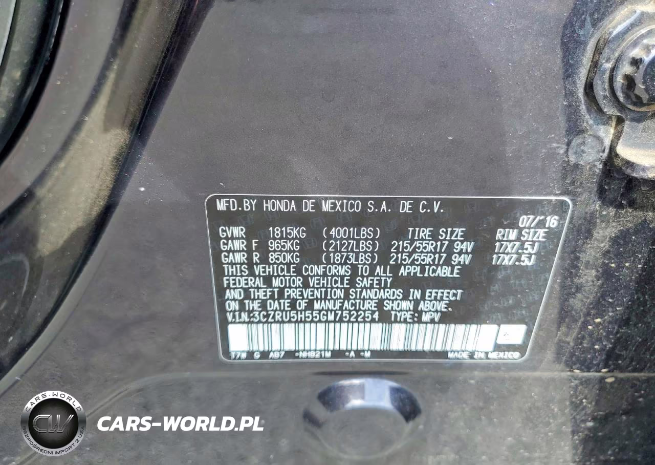 2016 Honda Hr-V Ex VIN:3CZRU5H55GM752254 - 13