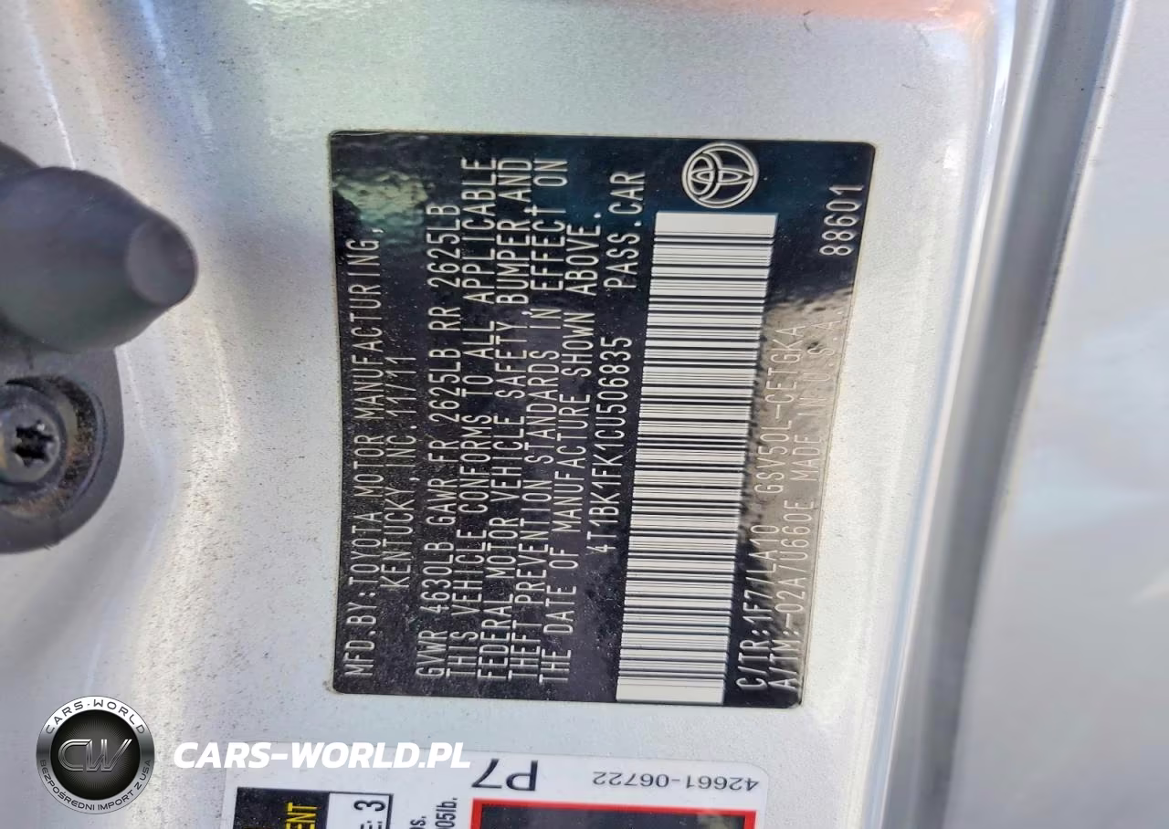 2012 Toyota Camry Xle V6 VIN:4T1BK1FK1CU506835 - 13