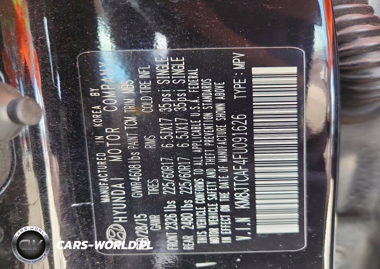 2015 Hyundai Tucson Gls VIN:KM8JTCAF4FU091626 - 13